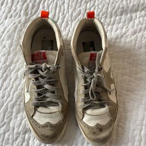 Golden Goose White and Brown Sneakers